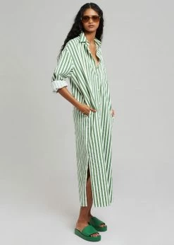 Promo π― The Frankie Shop CLOTHING Cala π Shirt π Dress - Green Stripe π₯° 14 The Frankie Shop CLOTHING Cala Shirt Dress - Green Stripe