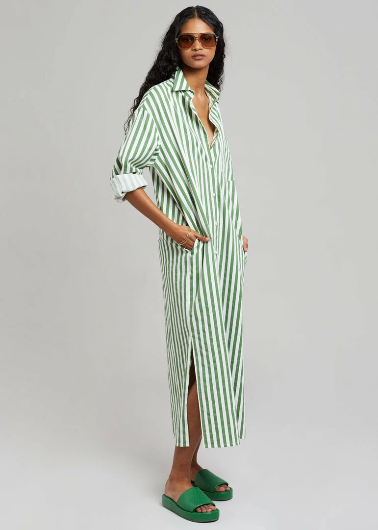 Promo π― The Frankie Shop CLOTHING Cala π Shirt π Dress - Green Stripe π₯° 6 The Frankie Shop CLOTHING Cala Shirt Dress - Green Stripe