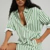 The Frankie Shop CLOTHING Cala Shirt Dress - Green Stripe