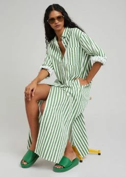 Promo π― The Frankie Shop CLOTHING Cala π Shirt π Dress - Green Stripe π₯° 13 The Frankie Shop CLOTHING Cala Shirt Dress - Green Stripe