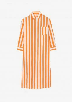 The Frankie Shop CLOTHING Cala Shirt Dress - Orange Stripe