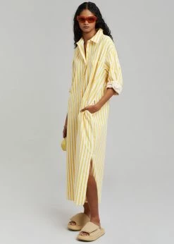 The Frankie Shop Cala Shirt Dress - Citrus Stripe CLOTHING