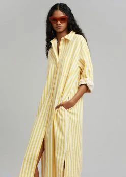 The Frankie Shop Cala Shirt Dress - Citrus Stripe CLOTHING