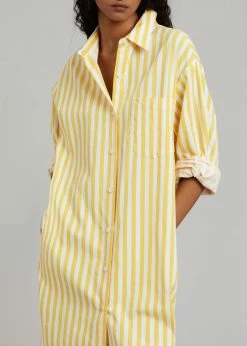 The Frankie Shop Cala Shirt Dress - Citrus Stripe CLOTHING