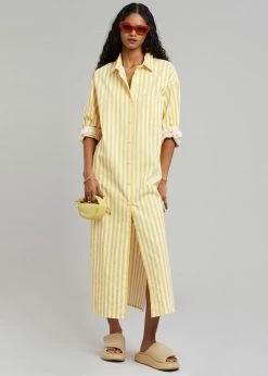 The Frankie Shop Cala Shirt Dress - Citrus Stripe CLOTHING