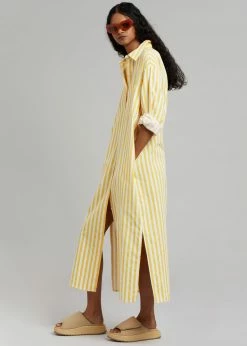 The Frankie Shop Cala Shirt Dress - Citrus Stripe CLOTHING