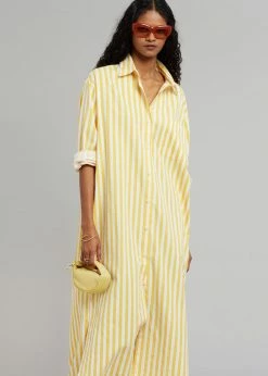 The Frankie Shop Cala Shirt Dress - Citrus Stripe CLOTHING