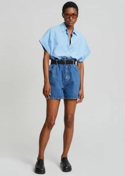 Le Vase Cece Cuffed Sleeve Shirt - Blue CLOTHING
