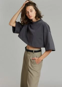 Paper Moon CLOTHING Cera Cropped Tee - Charcoal