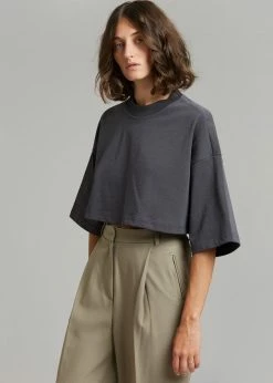 Paper Moon CLOTHING Cera Cropped Tee - Charcoal