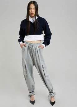 The Frankie Shop Chava Cargo Joggers - Heather Grey