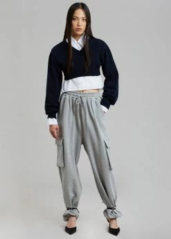 The Frankie Shop Chava Cargo Joggers - Heather Grey