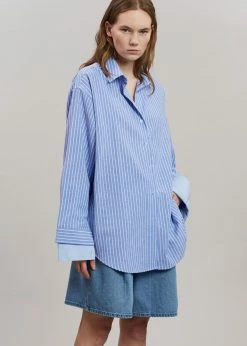 Agit CLOTHING Christa Striped Shirt - Blue