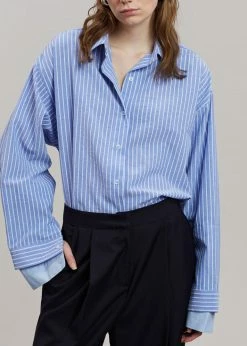 Agit CLOTHING Christa Striped Shirt - Blue