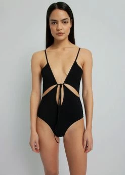 CLOTHING Christopher Esber Anglaise Tie Front One Piece - Black
