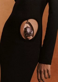 Christopher Esber Fossilized Amethyst Long Sleeve Dress - Black CLOTHING