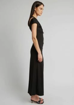 CLOTHING Christopher Esber Quartz Split Ruched Tank Dress - Black/Pink Stones