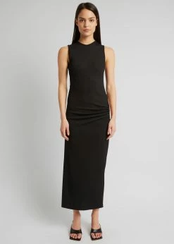 CLOTHING Christopher Esber Ruched Quartz Hip Tank Dress - Black/Yellow Stones