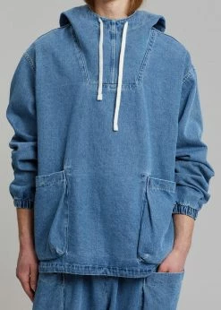 Cheap 𧨠Farmers Market Men Cliff Denim Hoodie - Worn Wash π 10 Farmers Market Men Cliff Denim Hoodie - Worn Wash