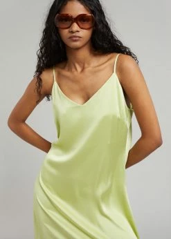 Plus Hong CLOTHING Cordelia Satin Dress - Lime