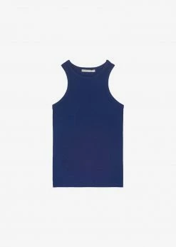 Cream Villa Corsy Ribbed Tank - Navy CLOTHING