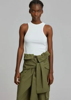 Cream Villa Corsy Ribbed Tank - Optic White