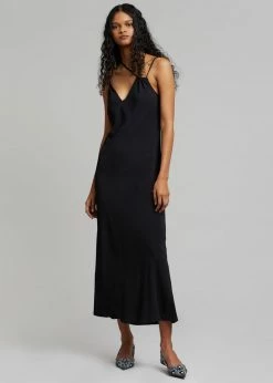 CLOTHING Covert Twist Strap Slip Dress - Black