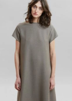 The Frankie Shop Dakota A-Line Dress - Slate Green CLOTHING