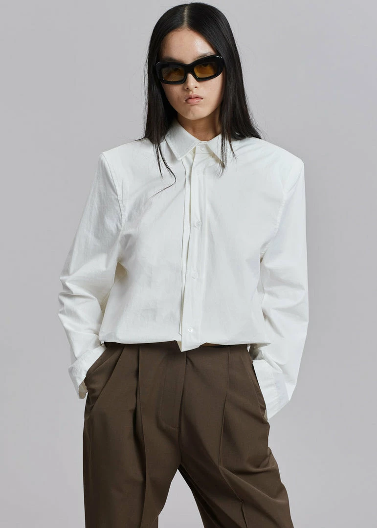 Flash Sale π― Another J CLOTHING Daor Padded Shoulder π Shirt - Optic White β¨ 4 Another J CLOTHING Daor Padded Shoulder Shirt - Optic White