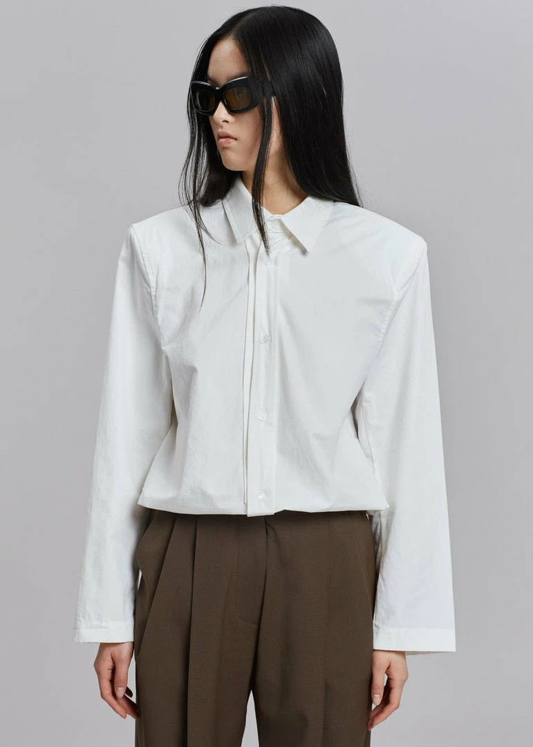 Flash Sale π― Another J CLOTHING Daor Padded Shoulder π Shirt - Optic White β¨ 3 Another J CLOTHING Daor Padded Shoulder Shirt - Optic White