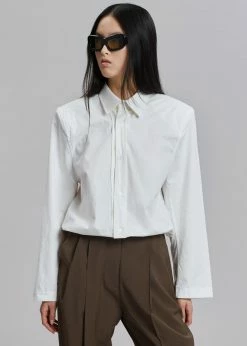 Flash Sale π― Another J CLOTHING Daor Padded Shoulder π Shirt - Optic White β¨ 12 Another J CLOTHING Daor Padded Shoulder Shirt - Optic White