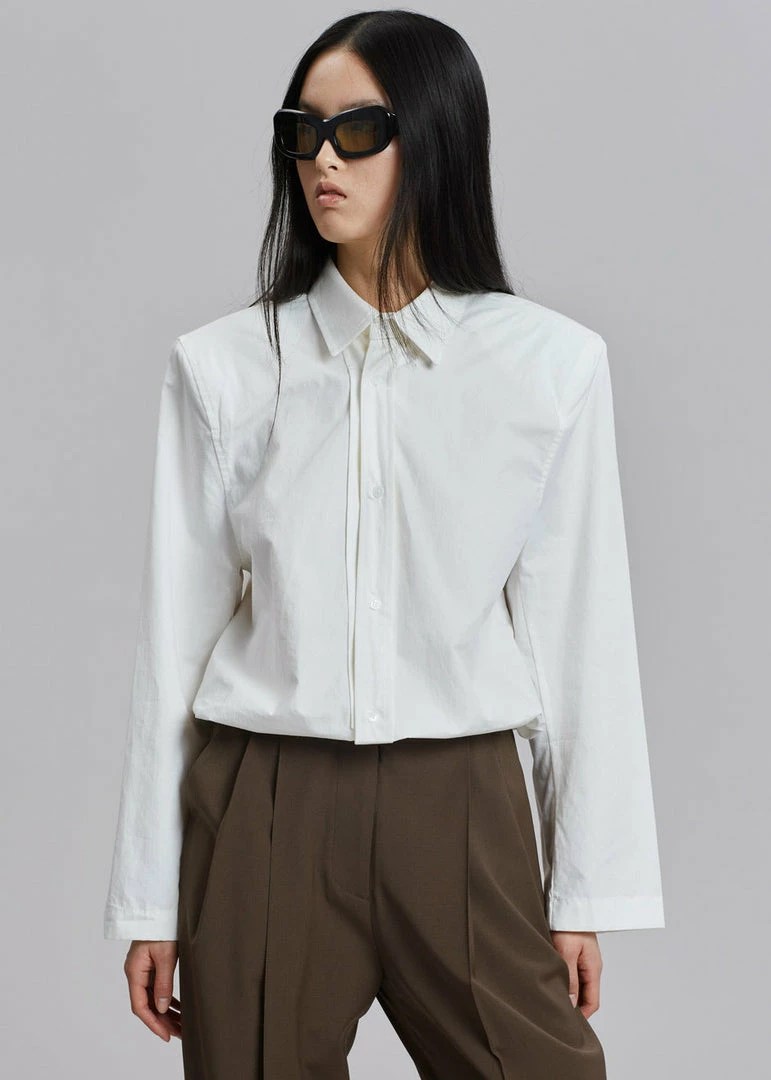 Flash Sale π― Another J CLOTHING Daor Padded Shoulder π Shirt - Optic White β¨ 6 Another J CLOTHING Daor Padded Shoulder Shirt - Optic White