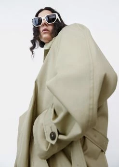 The Frankie Shop Decima Trench Coat - Slate Green