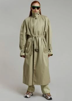 The Frankie Shop Decima Trench Coat - Slate Green