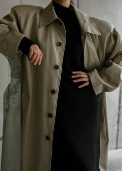 The Frankie Shop Decima Trench Coat - Slate Green