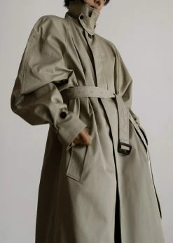 The Frankie Shop Decima Trench Coat - Slate Green