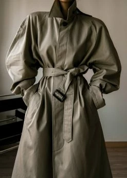 The Frankie Shop Decima Trench Coat - Slate Green