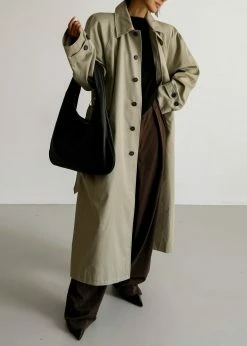 The Frankie Shop Decima Trench Coat - Slate Green