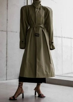 The Frankie Shop Decima Trench Coat - Slate Green