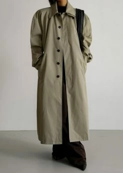 The Frankie Shop Decima Trench Coat - Slate Green