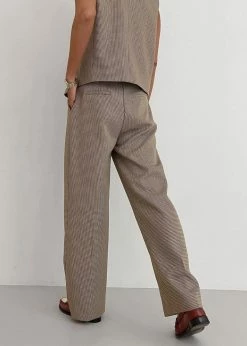 Budget π The Frankie Shop CLOTHING Desio Houndstooth Pants - Chocolate π 22 The Frankie Shop CLOTHING Desio Houndstooth Pants - Chocolate