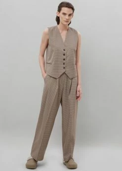Budget π The Frankie Shop CLOTHING Desio Houndstooth Pants - Chocolate π 15 The Frankie Shop CLOTHING Desio Houndstooth Pants - Chocolate