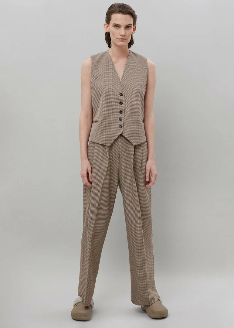 Budget π The Frankie Shop CLOTHING Desio Houndstooth Pants - Chocolate π 10 The Frankie Shop CLOTHING Desio Houndstooth Pants - Chocolate