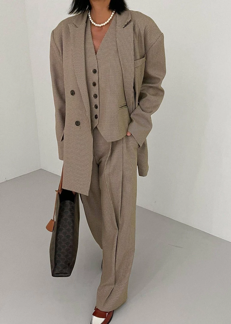 Budget π The Frankie Shop CLOTHING Desio Houndstooth Pants - Chocolate π 3 The Frankie Shop CLOTHING Desio Houndstooth Pants - Chocolate