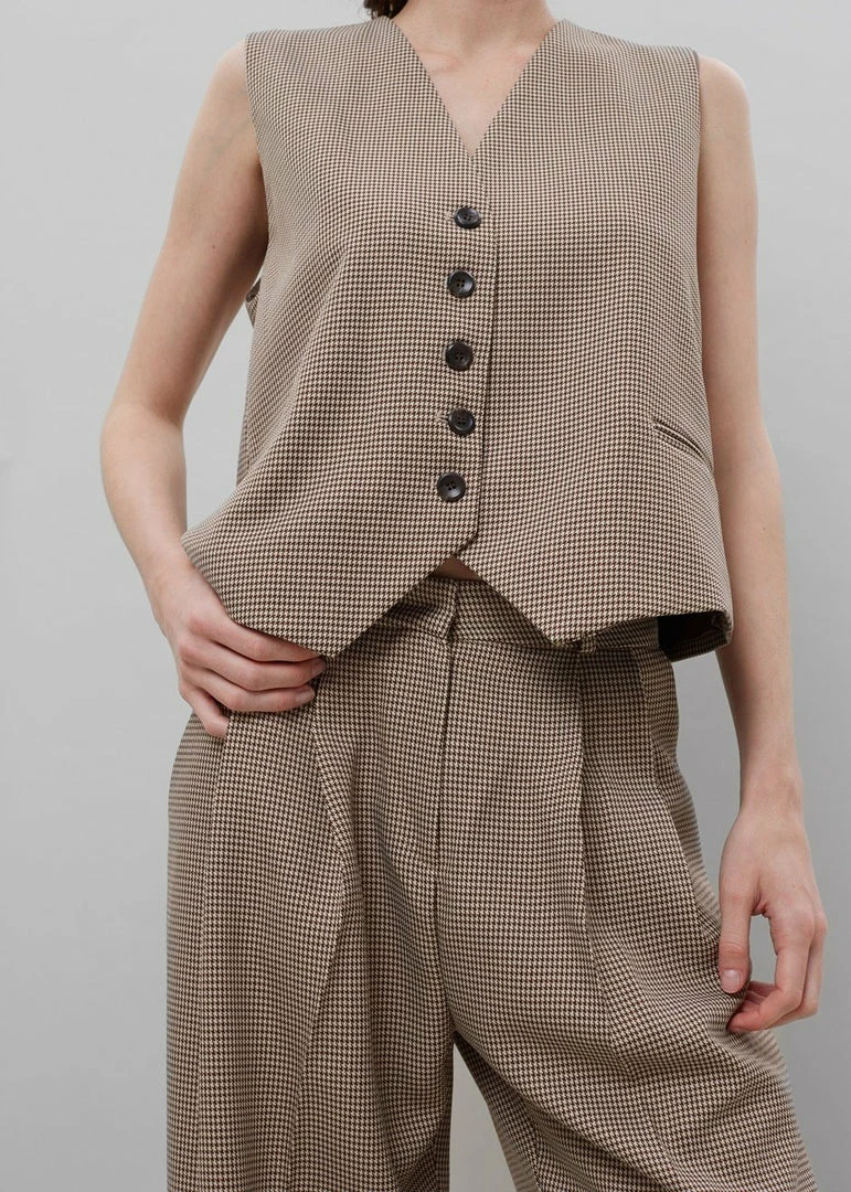 Budget π The Frankie Shop CLOTHING Desio Houndstooth Pants - Chocolate π 9 The Frankie Shop CLOTHING Desio Houndstooth Pants - Chocolate