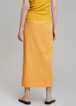 Inni Didi Pleated Midi Skirt - Orange CLOTHING