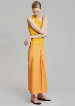 Inni Didi Pleated Midi Skirt - Orange CLOTHING