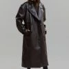 Paper Moon CLOTHING Diana Faux Leather Trench Coat - Java