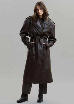 Paper Moon CLOTHING Diana Faux Leather Trench Coat - Java