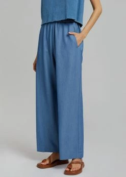 Cafe Noir Dua Loose Pants - Medium Wash CLOTHING